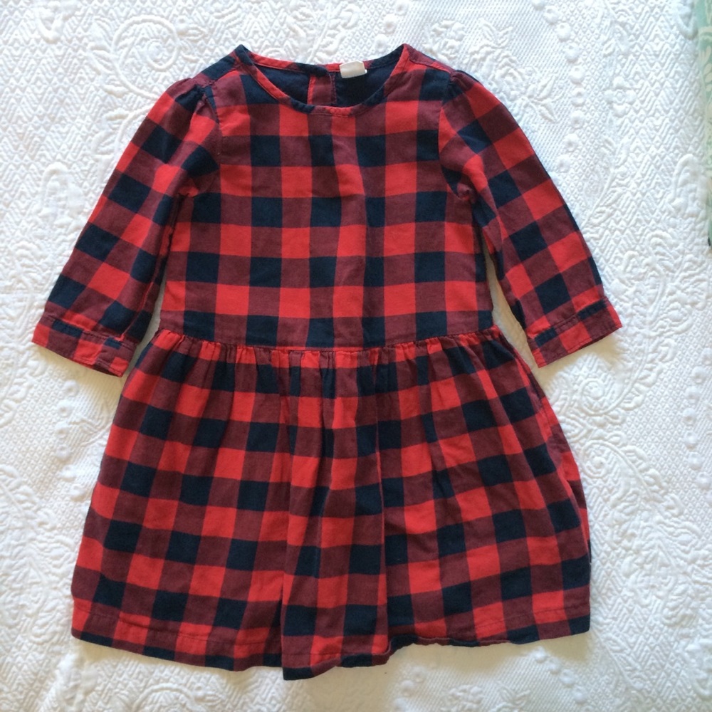 Baby GAP Navy Blue + Red Plaid Dress